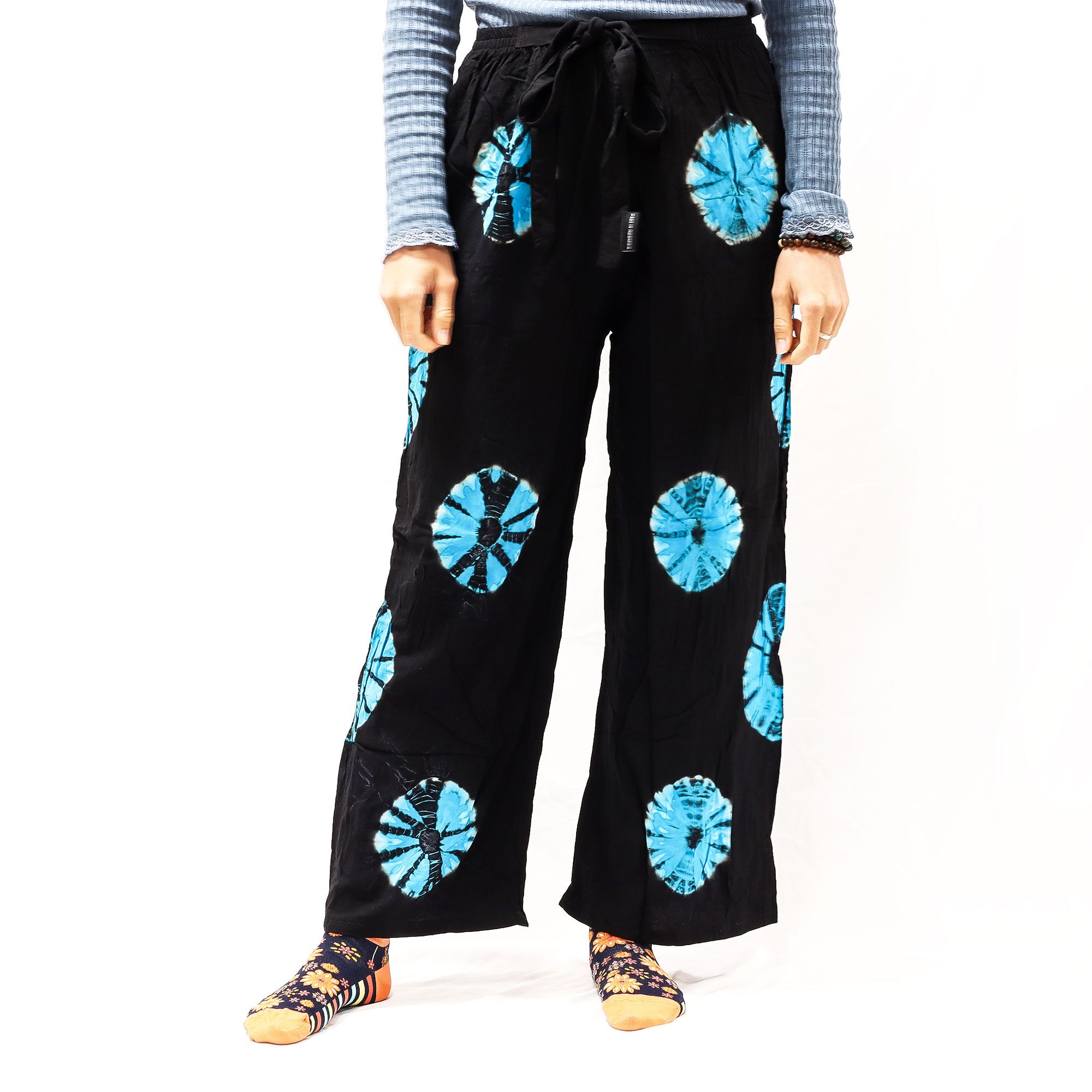 black and blue pants