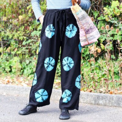 Japanese Style Lounge Pants - Black and Blue (L)