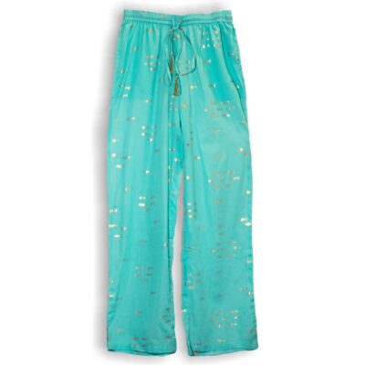 turquoise and gold pants