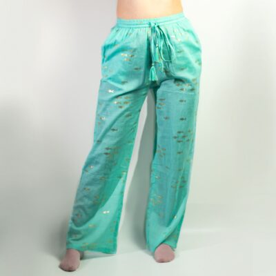 turquoise and gold pants