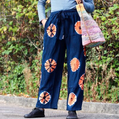 Japanese Style Lounge Pants - Blue and Orange (L)