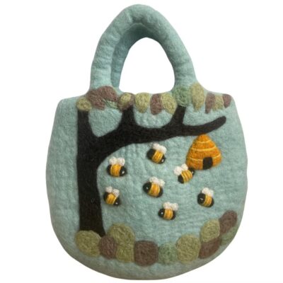 Tree and Beehive Water Felted Bag