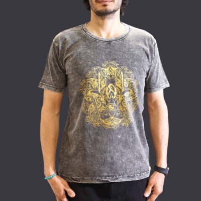 Hamsa Dark Grey Stone Washed T-Shirt (M)