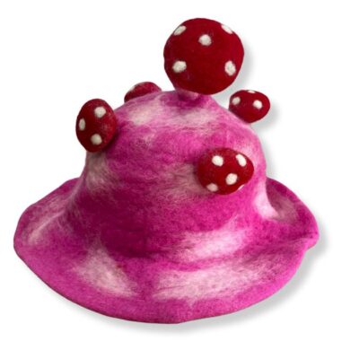 Shocking Pink Felted Mushroom Hat
