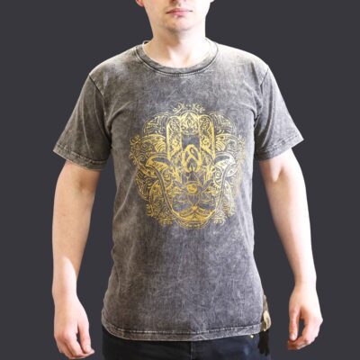 Hamsa Dark Grey Stone Washed T-Shirt (S)