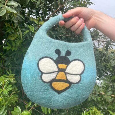 Bee Water Felted Bag - Blue Green