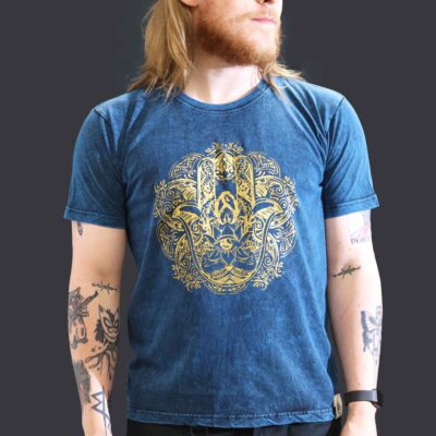 Hamsa Blue Stone Washed T-Shirt (L)
