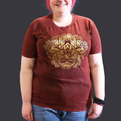 Hamsa Maroon Stone Washed T-Shirt (XL)