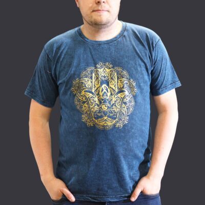 Hamsa Blue Stone Washed T-Shirt (XL)