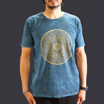 Mandala Blue Stone Washed T-Shirt (M)