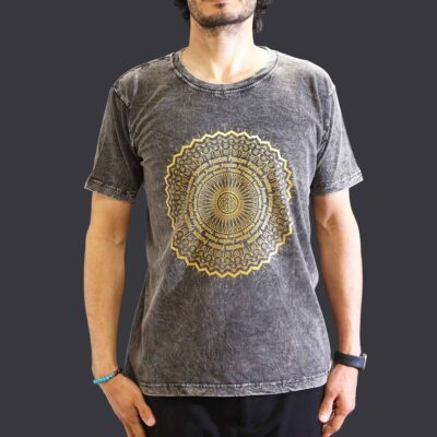Mandala Dark Grey Stone Washed T-Shirt (M)
