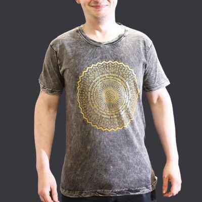 Mandala Dark Grey Stone Washed T-Shirt (S)