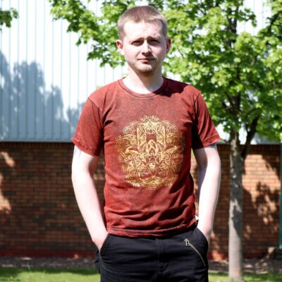 Hamsa Maroon Stone Washed T-Shirt (S)