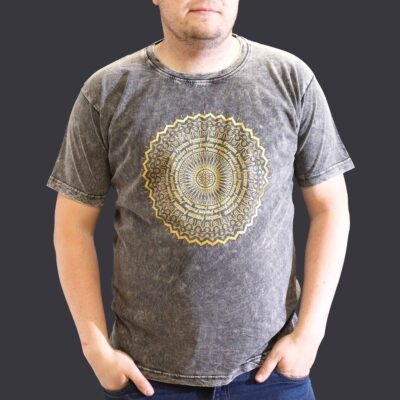 Mandala Dark Grey Stone Washed T-Shirt (XL)