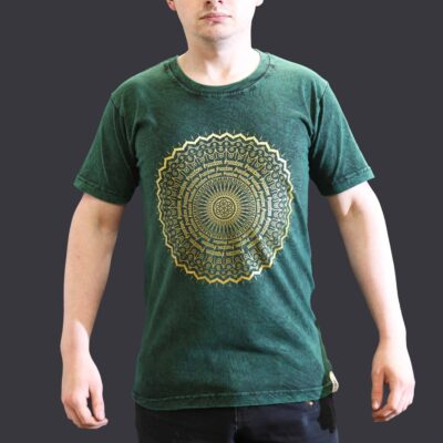 Mandala Green Stone Washed T-Shirt (S)