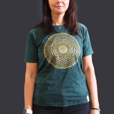 Mandala Green Stone Washed T-Shirt (M)