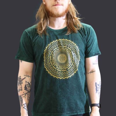 Mandala Green Stone Washed T-Shirt (L)