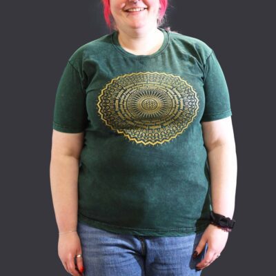Mandala Green Stone Washed T-Shirt (XL)