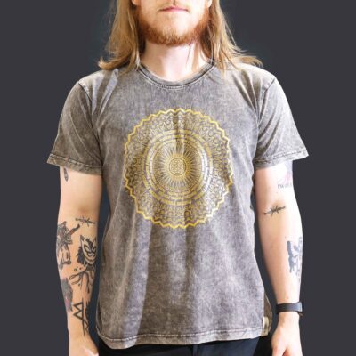 Mandala Dark Grey Stone Washed T-Shirt (L)