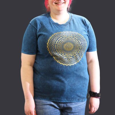 Mandala Blue Stone Washed T-Shirt (XL)