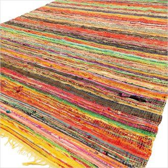 Yellow Luxury Rag Rug - 154 x 90cm