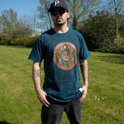 Stay Wild Moon Child Blue Stonewashed Cotton T-Shirt (L)