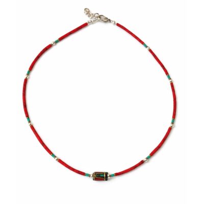 Nepalese Extra Fine Gem Necklace - Coral Tribal Bead