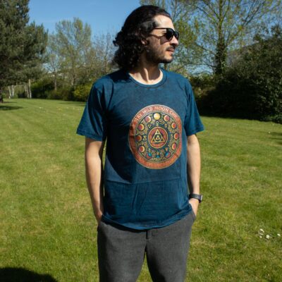 Stay Wild Moon Child Blue Stonewashed Cotton T-Shirt (M)