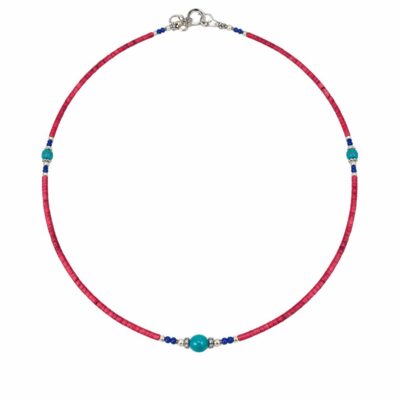 Nepalese Extra Fine Gem Necklace - Pink Coral and Turquoise Beads