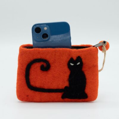 Cat Face Natural Felt Zipper Pouch (3 Variations)