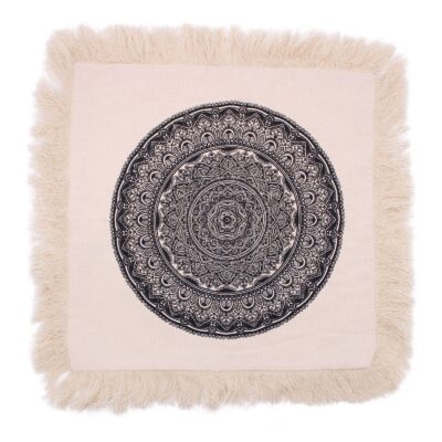 Traditional Mandala Cushion Cover: Black - 45x45cm