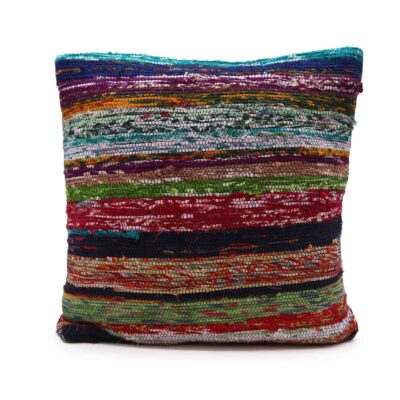 Rag Rug Cushion Cover - Aqua Blues
