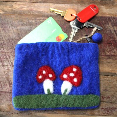 Mystic Mushrooms Natural Felt Zipper Pouch (3 Variations)