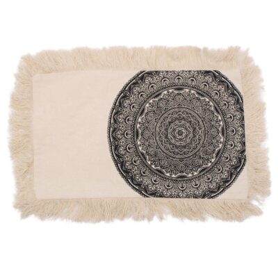Traditional Mandala Cushion Cover: Black - 30x50cm