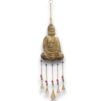 Brass Buddha Large Indian Chimes with 5 Bells