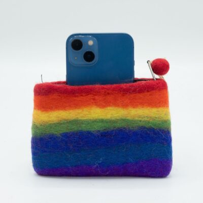 Rainbow Natural Felt Zipper Pouch