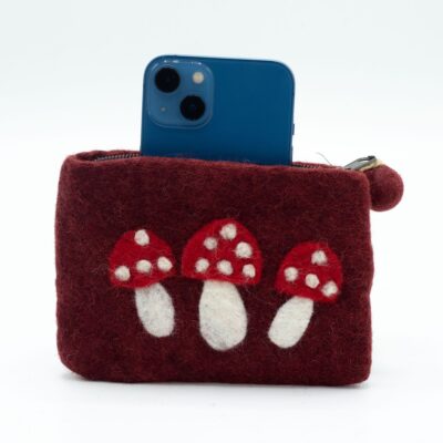 Wild Mushrooms Natural Felt Zipper Pouch (3 Variations)
