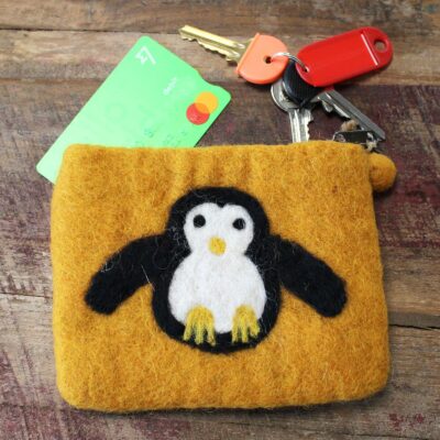 Cute Penguin Natural Felt Zipper Pouch (3 Variations)