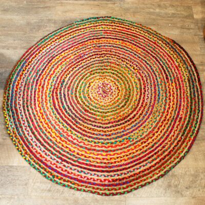 Round Jute and Recycled Cotton Rug - 150cm