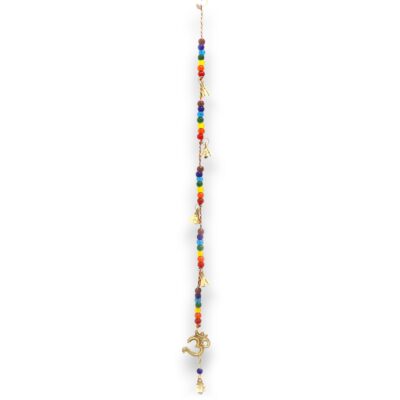 Brass OM with Chakra Beads String Bells Indian Chimes