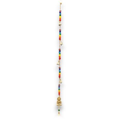 Brass Buddha with Chakra Beads and Bells String Indian Chimes