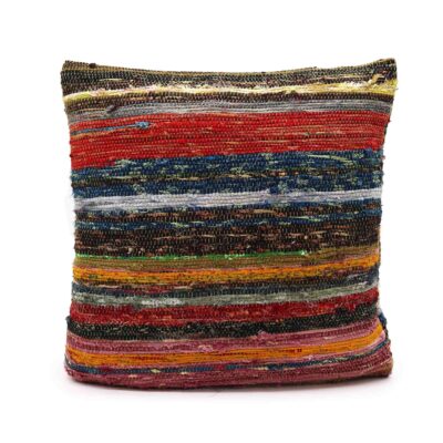 Rag Rug Cushion Cover - Natural Greens